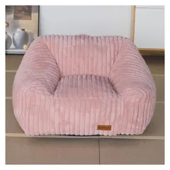 型崩れなし 再充填不要 高密度ウレタン ビーズクッション 特大（85×104×60cm）洗えるカバー 1人用防水防油防汚生地 一人暮らしソファ（ピンク クッションソファ フェイクファー）