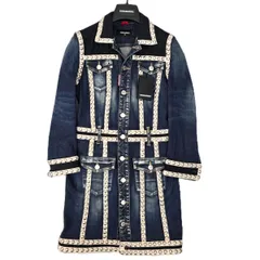 DSQUARED2 ディースクエアード スタッズ付き ラインテープ入り デニムワンピース ミニ丈 ドレス ワンピース S75CV0348 S30685 レディース 38 コットン インディゴブルー 中古のサムネイル