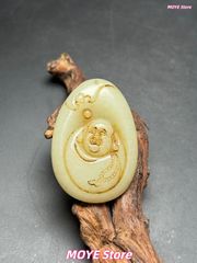 古蔵品.古和田玉弥勒仏玉珮.純手作業.装身具.装飾品.根付.置物.観賞物gd0616