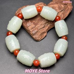 中国古美術.旧蔵品品.古和田玉腕輪 .如意紋.古時期飾品.大丸数珠.念珠. 裝身具. 根付.gd0616