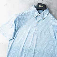 美品 FootJoy フットジョイ FJ 半袖 ボタンダウン ポロシャツ トップス メンズ M / 青 ブルー チェック 吸汗速乾 ストレッチ ゴルフウェア