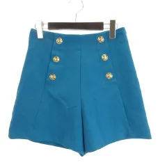 ザラ ZARA ショートパンツ 金釦 ブルー S 260302E ■ECD001