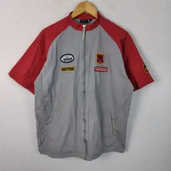 VANS バンズ フルジップジャケット 半袖 マルチパッチ グレー Lサイズ メンズ 古着 ストリート スポーツMIXのサムネイル