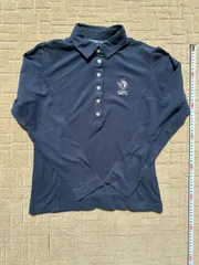 Callaway キャロウェイ ゴルフ長袖ポロシャツ レディースM ネイビー HITTING IT PURE ロゴ刺繍 花柄襟裏 春秋 ゴルフウェア