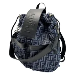 FENDI フェンディ リュック ズッカ FFジャガードストライクミディアム 7VZ070 ブルー×ブラック ファブリック レザーのサムネイル