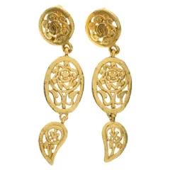 CHANEL (シャネル) 3連 スイング イヤリング ココマーク ゴールド GP ヴィンテージ 95A