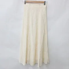 グレイル GRL フレアスカート ロング丈 刺繍 花柄 白 ホワイト M