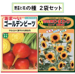 【２袋】野菜の種 春・秋蒔き「ゴールデンビーツ」春蒔き「切り花用ひまわり　ロンド（輪舞曲）」トーホクの種