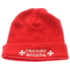 CHROME HEARTS (クロムハーツ) WATCH CAP ワッチキャップ ロゴ刺繍ビーニー ニットキャップ 帽子 レッドのサムネイル