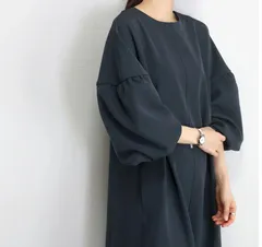 長袖ワンピース  レディース バルーンスリーブ ゆったり 体型カバー 無地