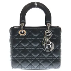 Christian Dior (クリスチャンディオール) レディディオール MyABCDior ブラック ラムスキン シルバー金具 2WAYハンドバッグ ショルダーバッグ