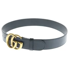 GUCCI (グッチ) ダブルG ベルト ブラック レザー ゴールド金具 414516