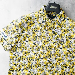 極美品 Callaway キャロウェイ 吸汗速乾 半袖 ポロシャツ メンズ L / 黄色 イエロー 花柄 ツアー支給品 スポンサー選手用 ASAHI ANA 希少