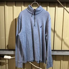 2237 NAUTICA ハーフジップ トレーナー ブルー L ノーティカ スウェット ワンポイント 刺繍ロゴ 古着卸 アメリカ仕入