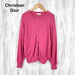 90s Christian Dior ヴィンテージ クリスチャンディオール CD ロゴ刺繡 金ボタン ウール シルク 半袖 ニット 長袖 カーディガン アンサンブル ピンクのサムネイル
