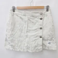 キャロウェイ CALLAWAY ゴルフ スポーツウエア スカート キュロット 総柄 ラップ ワッペン ストレッチ アイボリー ベージュ M