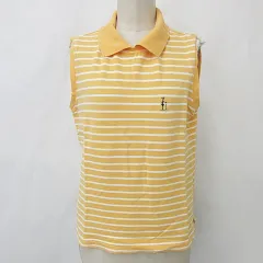 パーリーゲイツ PEARLY GATES ゴルフ スポーツウエア シャツ ポロシャツ ノースリーブ ボーダー 刺繍 オレンジ 白 ホワイト 2