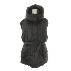ザラ ZARA 中綿ボリュームベスト S-M 黒 ブラック ウエストマーク フーディ /CK13 ■GY99