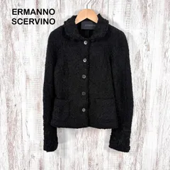 ERMANNO SCERVINO エルマンノシェルヴィーノ フラワーエンブロイダリー 花柄刺繍 ウール テーラードジャケット ブラックのサムネイル