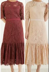パーティードレス ワンピース ドレス レース ロングワンピース フォーマル セレモニー ボルドー ワインレッド 赤 ピンクベージュ ベージュ dl0162