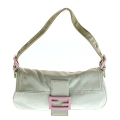 FENDI (フェンディ) マンマバケット 2WAYバッグ ショルダーバッグ ハンドバッグ コットン ベージュ×ピンク 26424 シルバー金具