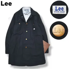 【定番】 リー Lee 長袖 綿 麻 カバーオール ロング ジャケット XL ネイビー メンズ 男性用 アメカジ ワーク ストリート ロゴ入り 金ボタン 薄手 春 夏 アウター