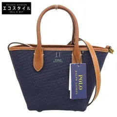 POLO RALPH LAUREN ポロ ラルフローレン 新品同様 Bellport キャンバス 2WAYショルダーバッグ ハンドバッグ レディース ネイビー