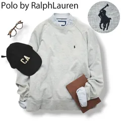 【人気】 Polo ラルフローレン ラグラン クルーネック スウェット トレーナー L グレー メンズ レディース ユニセックス 男女兼用 刺繍ロゴ アメカジ ストリート 無地 シンプル 定番