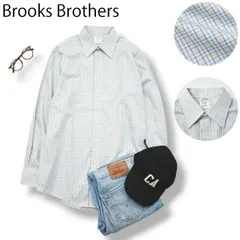 マレーシア製 ブルックスブラザーズ Brooks Brothers 長袖 ピマコットン チェック シャツ M 白 ｘ青 ｘ 茶 トラッド アメカジ メンズ