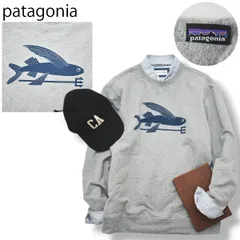 【定番】 パタゴニア patagonia オーガニック コットン フライング フィッシュ プリント スウェット トレーナー クルーネック 裏起毛 S グレー アウトドア マリン カジュアル メンズ