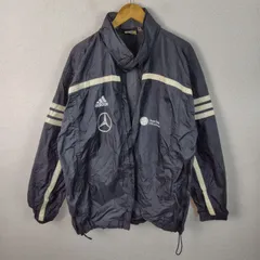 90s adidas メルセデス　アディダス トラックジャケット ロゴプリント ブラック メンズ 古着 スポーツMIX ストリート