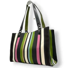 ケイトスペード kate spade トートバッグ ハンドバッグ ワンショルダー 肩掛け A4収納可 ストライプ マルチカラー キャンバス レザー ブラック レディース 通勤 通学 カジュアル カラフル ポップデザイン s41