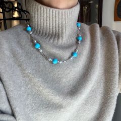 B6017【ヴィンテージ】ターコイズ シルバー925 ネックレス - メルカリ