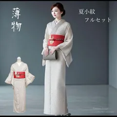 薄物 小紋 絽 フルセット　洗える着物　4点 洗練和装コーデ 夏物　カタ3-5