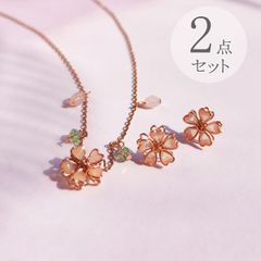 ハワイアンジュエリー ハイビスカス 2連ネックレス ピンクゴールド 