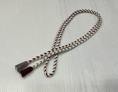 帯締/美品/白×茶×グレー/撚り房/10229