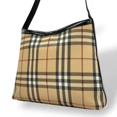 Burberry バーバリー ノバチェック PVC レザー ワンショルダーバッグ ベージュ シルバー金具 クラシック チェック柄 S83