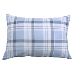 【特価セール】衛生 洗える シワになりにくい 速乾 清潔 綿混素材 まくらが入れやすい ファスナー式 オールシーズン 約43×63cm ブルー チェック MN16155-76 枕カバー メリーナイト