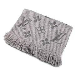 LOUIS VUITTON ルイ・ヴィトン エシャルプ ロゴマニア マフラー グレー M74742 GM1221 レディース 中古