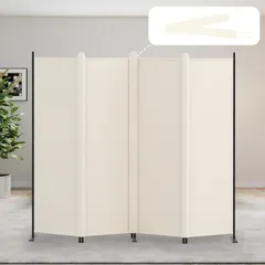 Kokorona パーテーション 間仕切り 4連 カバーストリップ付き 高さ176cm 幅221cm 衝立パーテーション スクリーン 折りたたみ 布タイプ 屏風 目隠し 区切り 衝立 軽量 オフィス 事務所 ベージュ