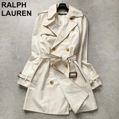 ラルフローレン RALPH LAUREN トレンチコート スプリングコート アイボリー 白 ホワイト 11号 L相当 羊革 通勤 ビジネス 人気 定番 Aライン ロング ベルト付き オフィス カジュアル お出かけ デート