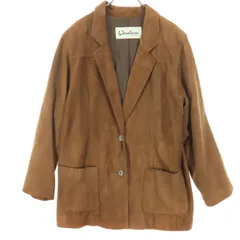 美品 Verdure ヴェルドゥール 日本製 長袖 スウェード テーラードジャケット ブラウン 羊革 レディース 古着