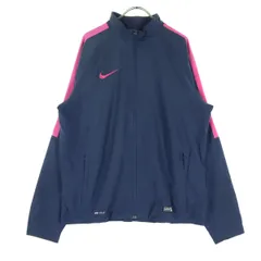 NIKE ナイキ スウッシュ 長袖 ナイロンジャケット XL ネイビー レディース 古着