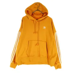 美品 adidas アディダス トレフォイルロゴ 長袖 スウェットパーカー S オレンジ レディース 古着