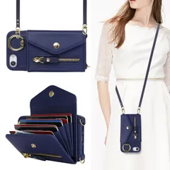 【在庫処分】iphonese第3世代 ケース カード収納 ケース 大容量 iphone8 ショルダー ケース 手帳型 オシャレ リング付き スマホカバー se 耐衝撃 全面保護 iPhone スタンド機能 iphone7ケース 対応 肩掛け 斜めかけ 【Ham