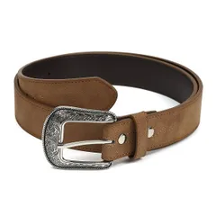 メンズベルト Wrangler ラングラー 38mm 本革-GENUINE LEATHER-  ウエスタンベルト クレイジーホース 蹄鉄型バックル レザー ジーンズ ベルト ナチュラル色（キャメル） USA直輸入モデル WR-95133 送料無料のサムネイル