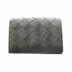 ボッテガヴェネタ BOTTEGA VENETA イントレチャート レザー フラップ カード ケース 黒 ブラック ブランド古着ベクトル 中古☆AA★▲■251031