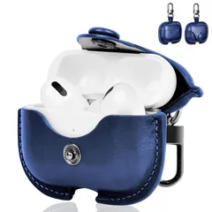 【特価セール】Pro Pro Pro AirPods AirPods AirPods カラビナ付きカバー(Series 紛失防止 軽量小型 防水防塵 衝撃吸 ワイヤレス充電に対応 フロントLEDライトが隠れない 1/2ブルー) 全面保護 PUレザー ケース ケ