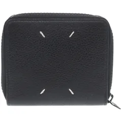 美品 メゾン マルジェラ 4ステッチ ラウンドファスナー S55UI0197 グレインレザー 本革 ブラック 黒 二つ折り財布 0522 Maison Margiela