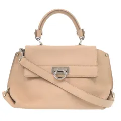 美品 サルヴァトーレフェラガモ ソフィア ガンチーニ BW-21 レザー ピンク 2way ハンドバッグ 0006 Salvatore Ferragamo